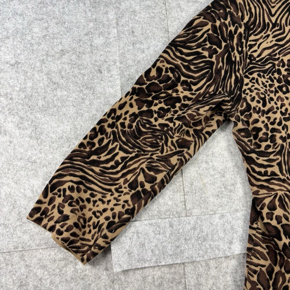 Cable & Gauge Womens XL Animal Print Cardigan Rhinestone Buttons Cotton Blend - Picture 5 of 16